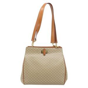 Celine Vintage Macadam Shopper Coated Canvas Beige Canvas Tote Bag Bag